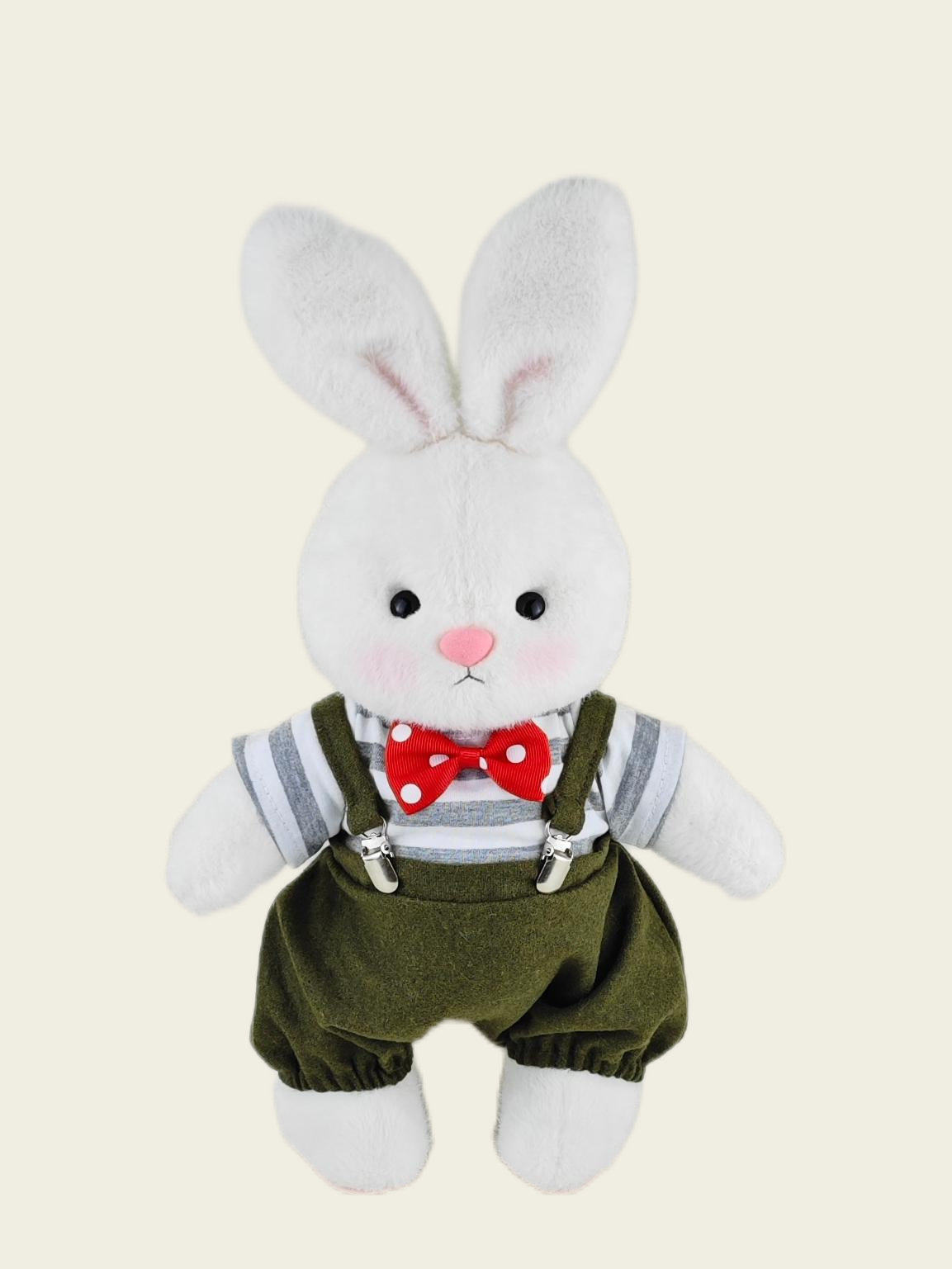 Homeyfriends Cute Jointed Bunny With Red Bow Tie Overalls