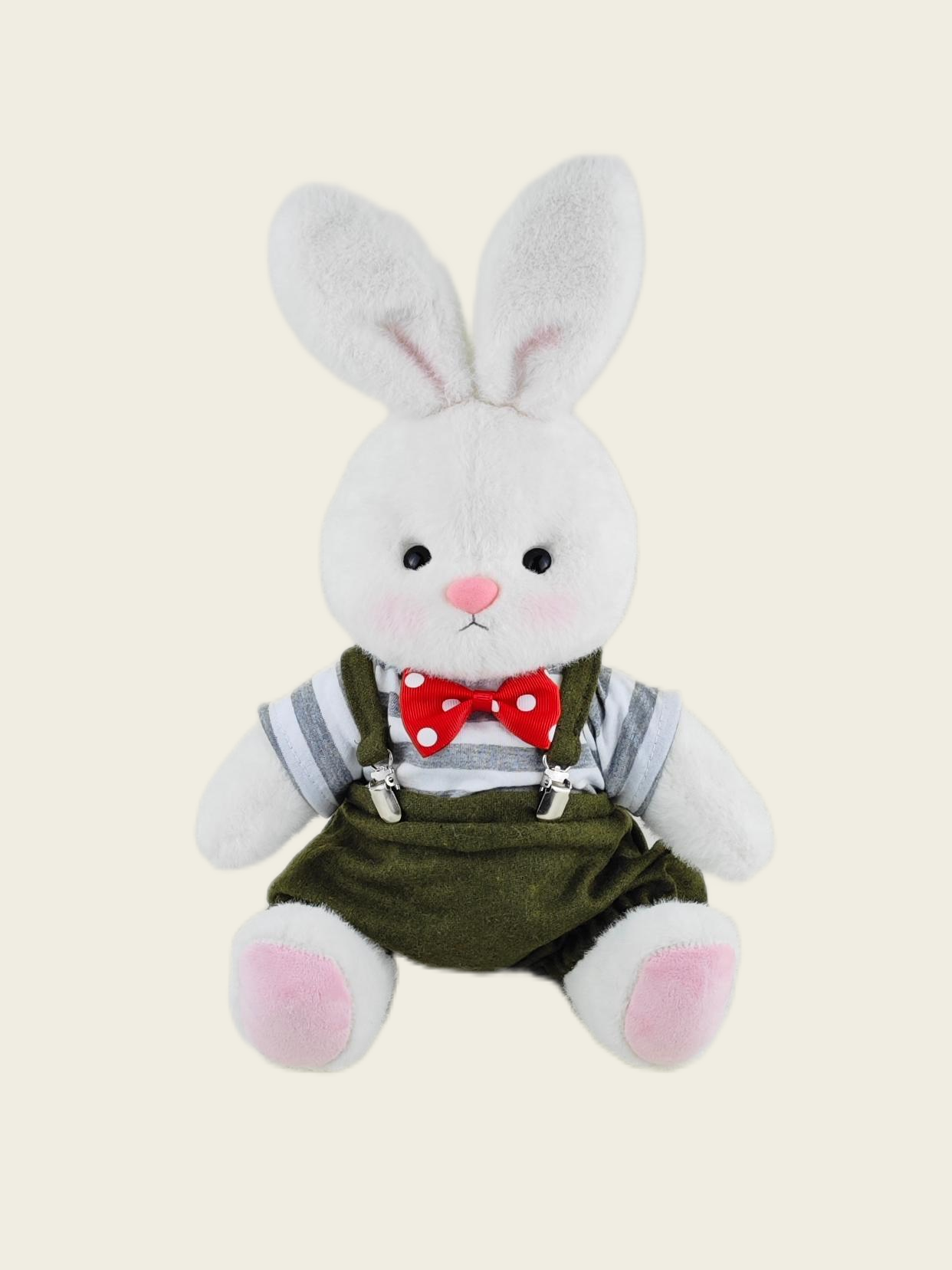 Homeyfriends Cute Jointed Bunny With Red Bow Tie Overalls