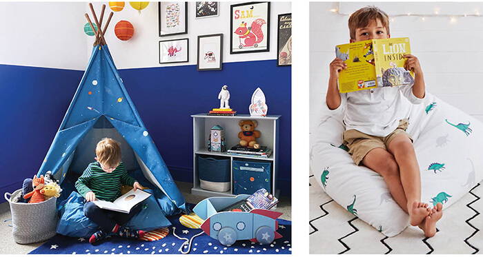 Space explorer play teepee and dino bean bag