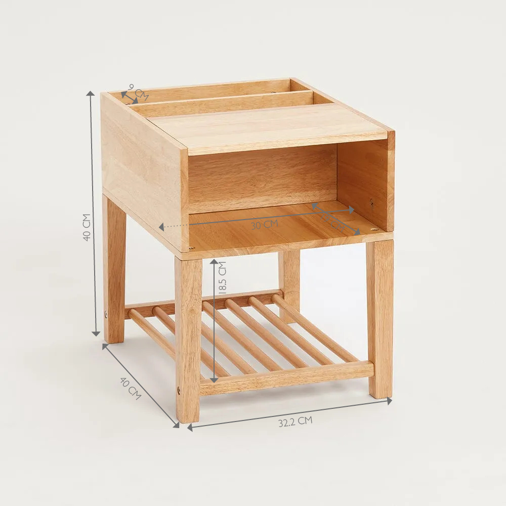 Croft Bedside Table, Natural Wood