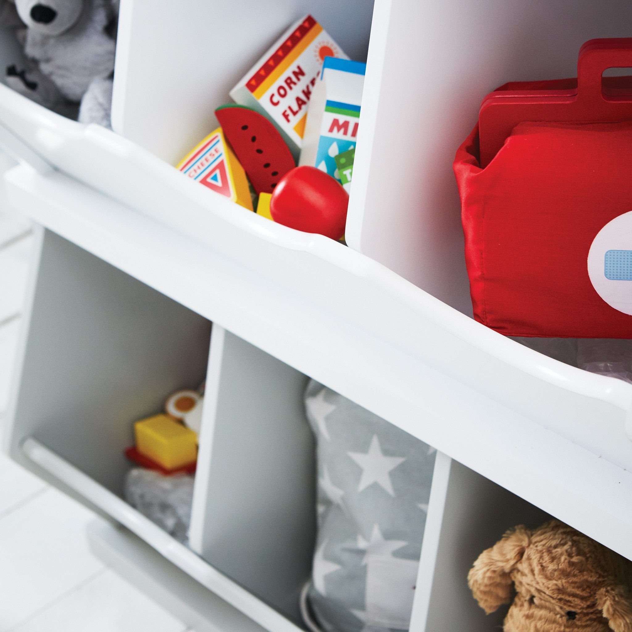 Wood Stackable Toy Box Storage Bin for store Kids, White