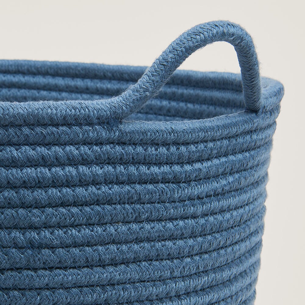 Rope Storage Basket Ivory and Galaxy Blue