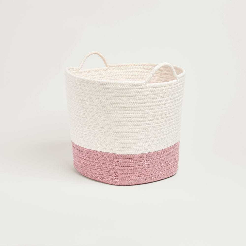 Rope Storage Basket, Ivory & Rose Pink