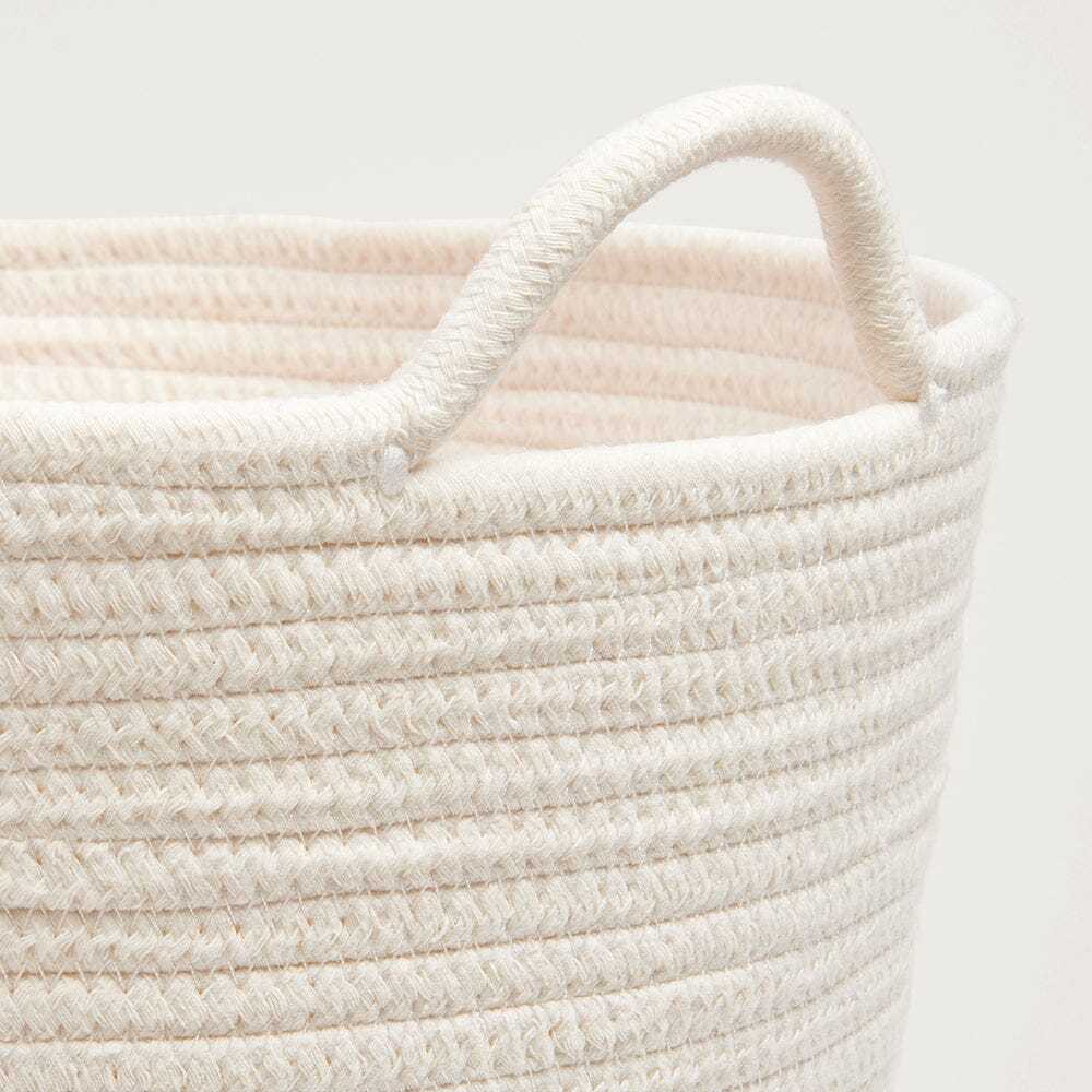 Rope Storage Basket, Ivory & Rose Pink