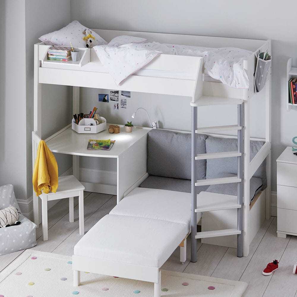 Merlin High Sleeper with Desk, Silver Grey – Great Little Trading Company