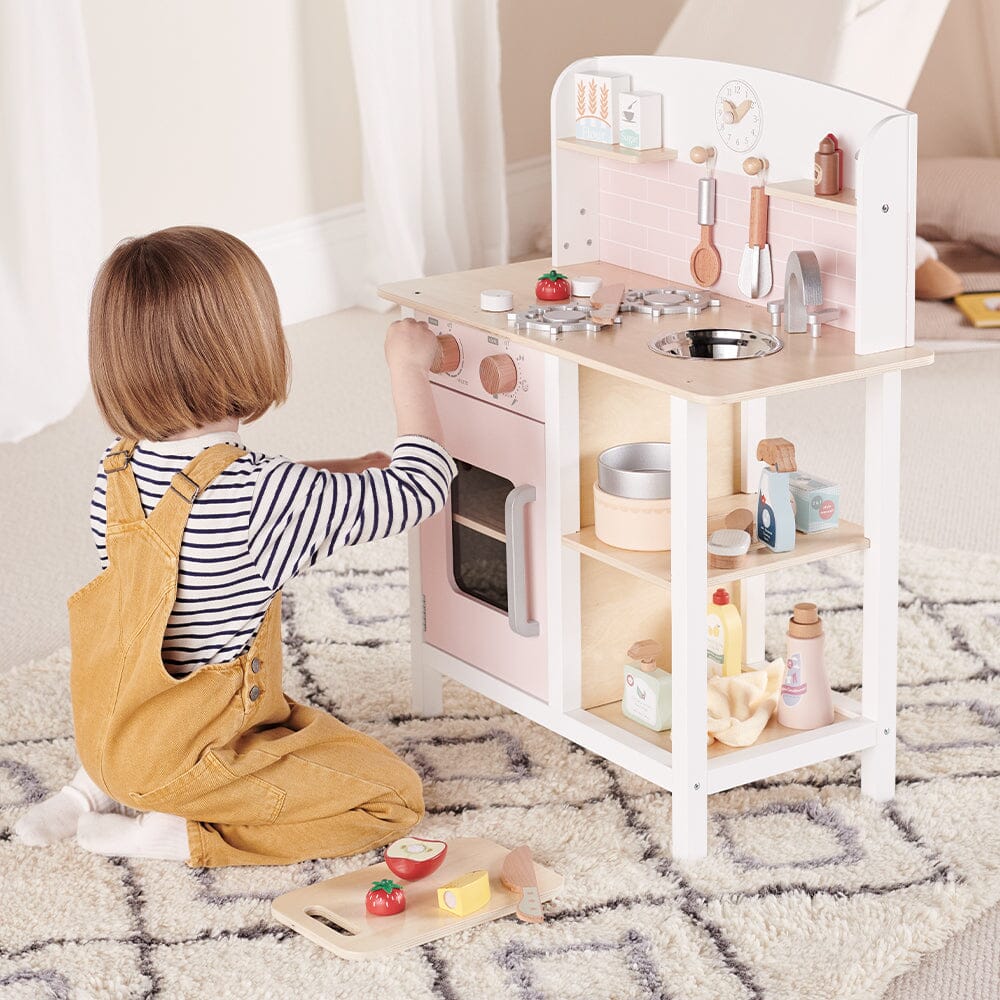 Kids kitchen set pink on sale