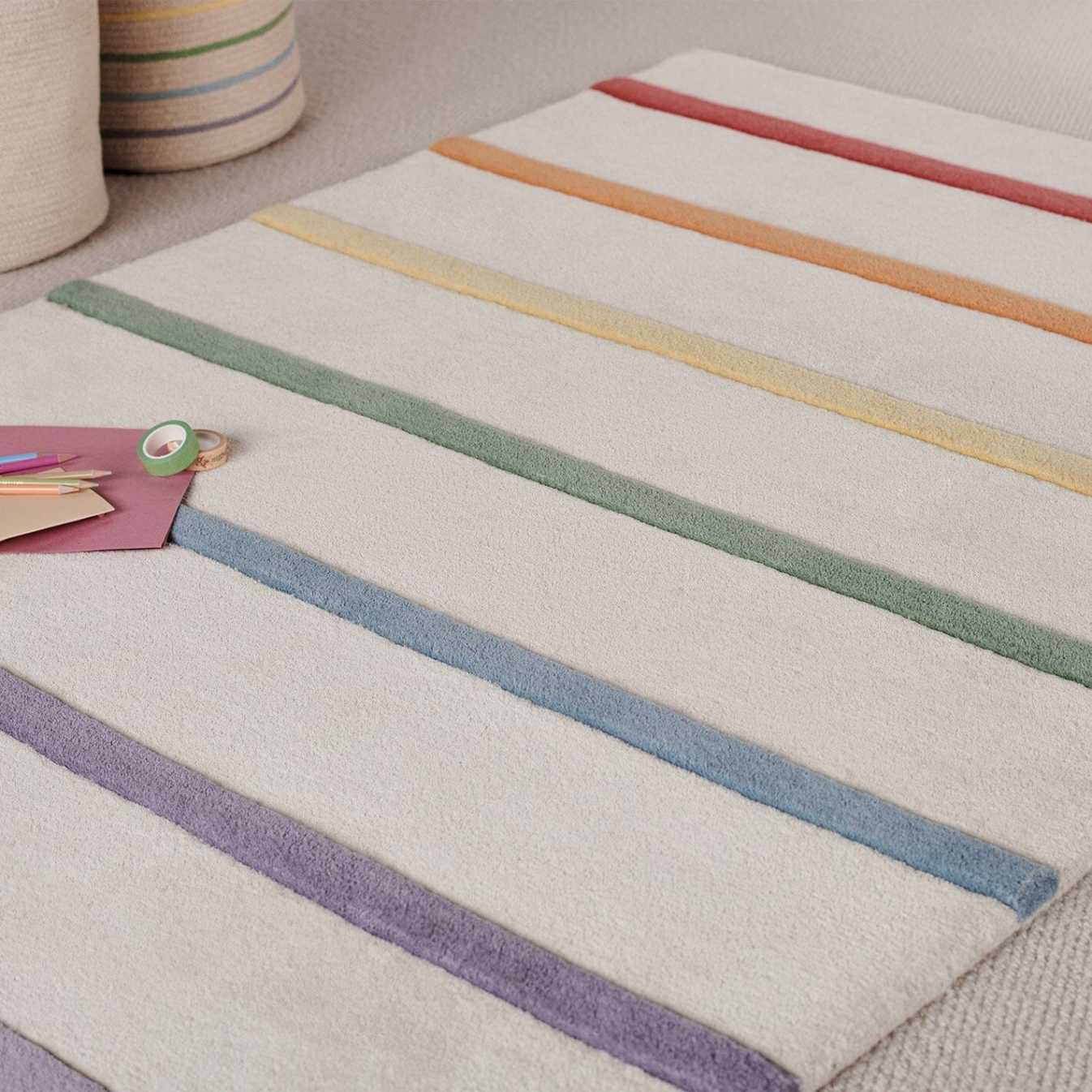 Strip Design Rugs Rainbow Stripe Rug, LRG 180 x 120 (cm) | Great Little Trading Company
