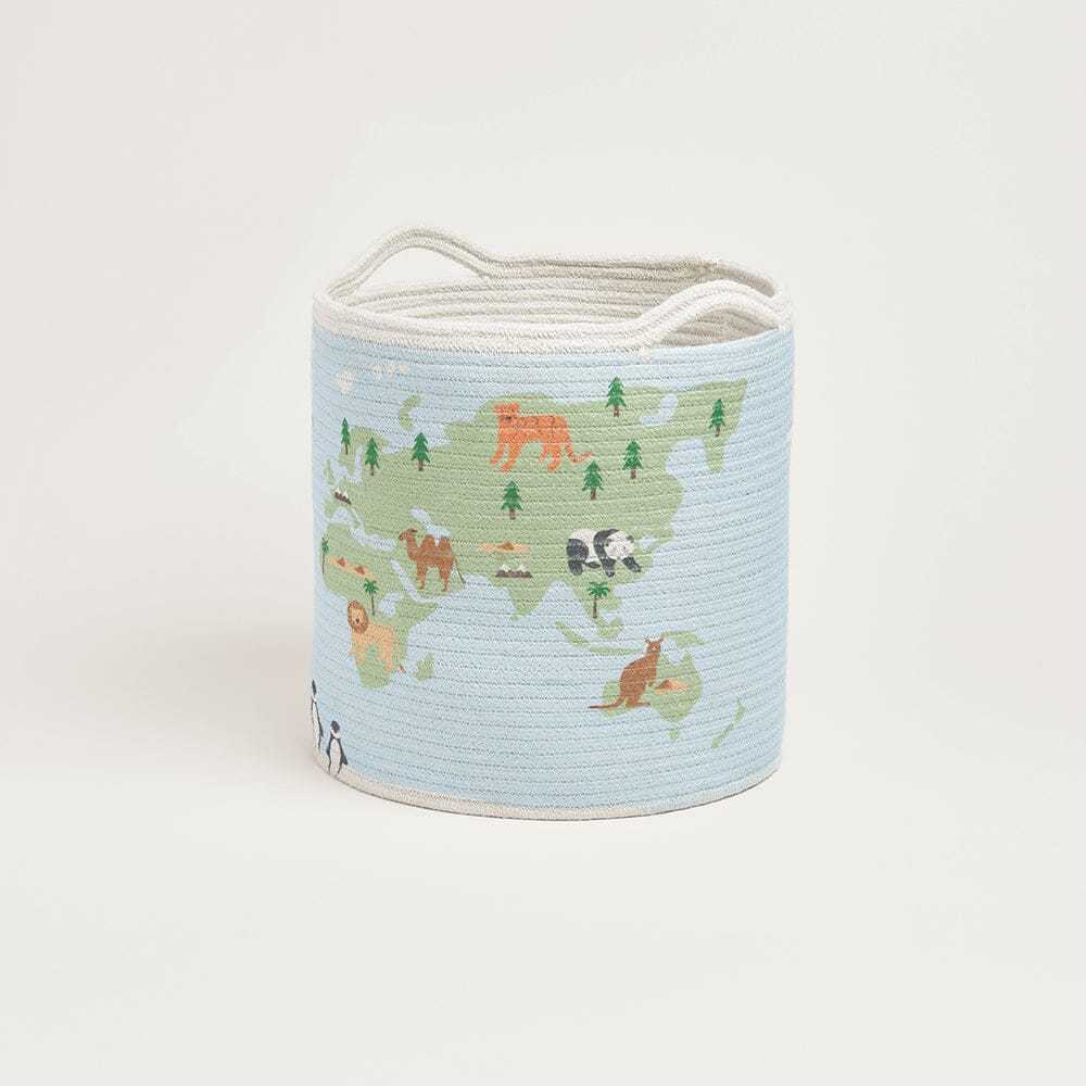 Woven Storage Basket, World Map