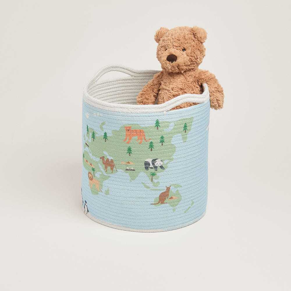Woven Storage Basket, World Map