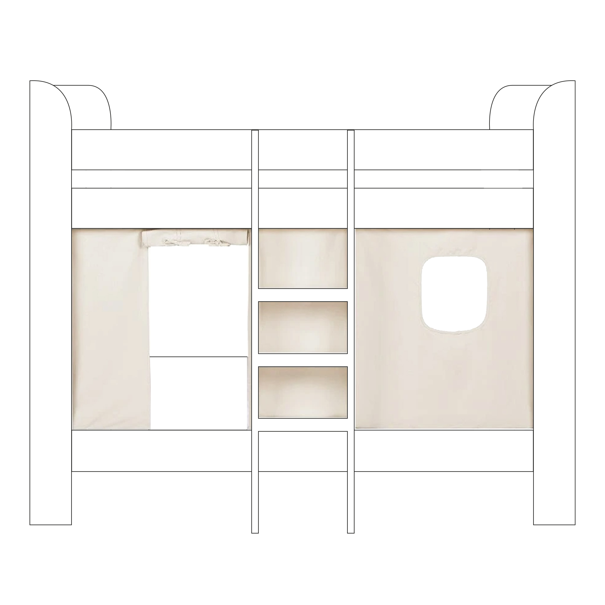 Paddington Bed Curtains, Natural