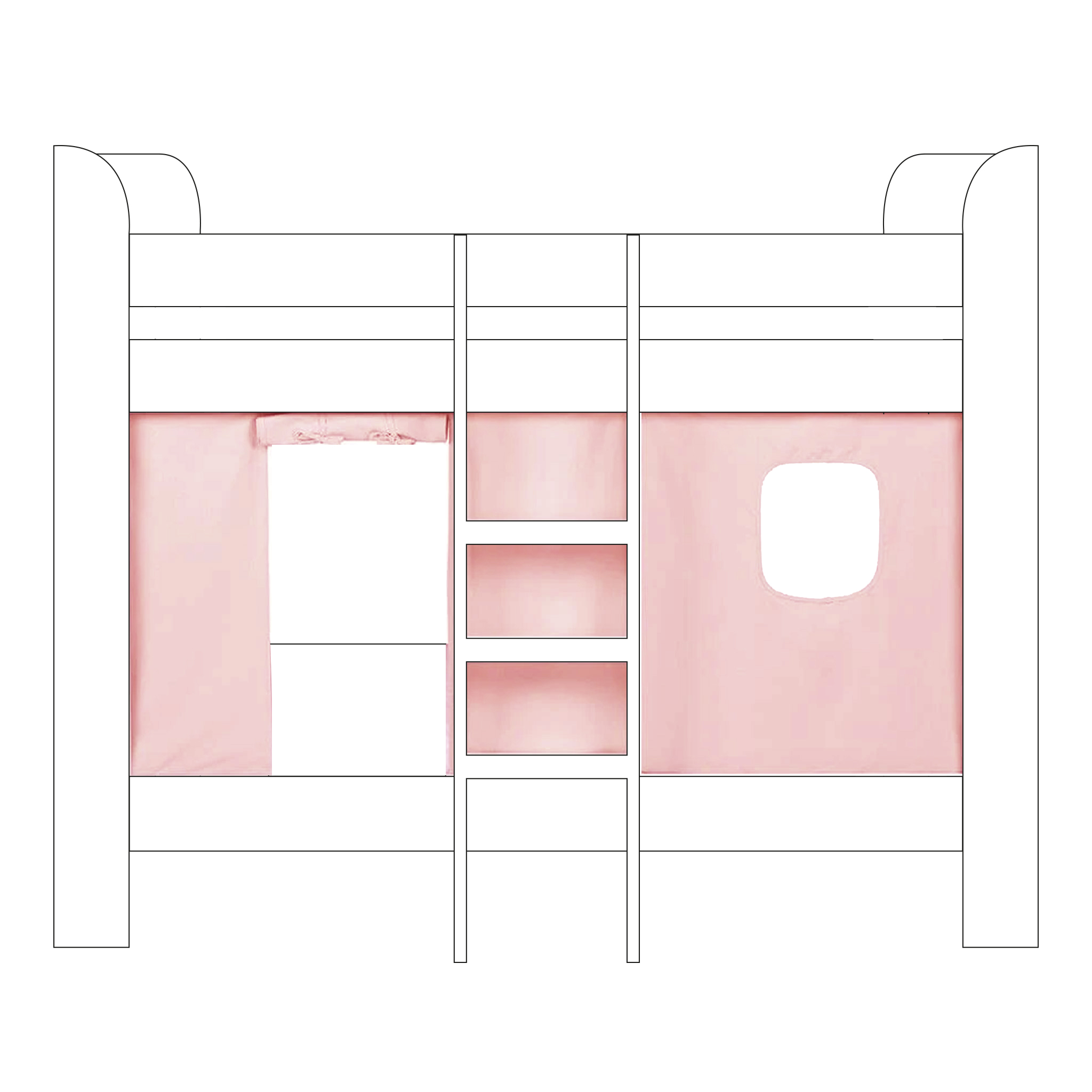 Paddington Bed Curtains, Chalk Pink