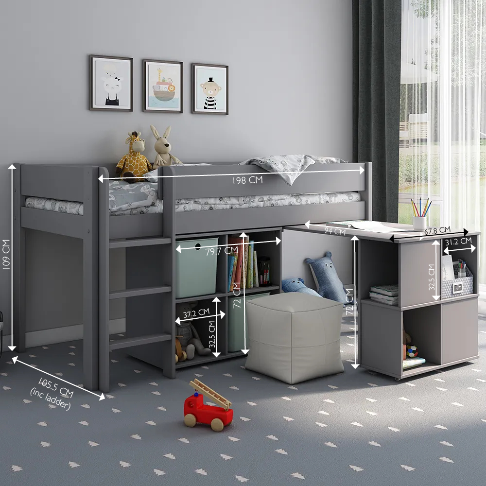 mid cabin bed with storage