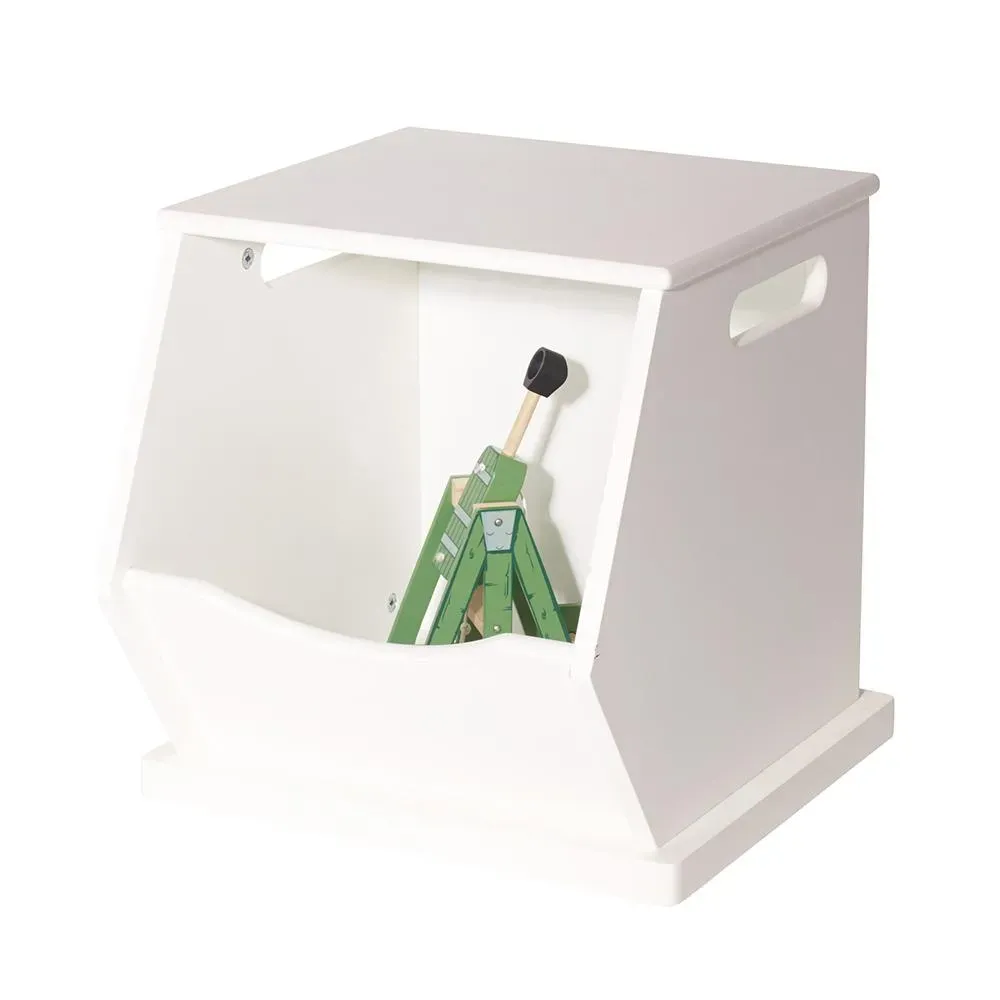 Single Stacking Wooden Toy Storage Trunk, Bright White