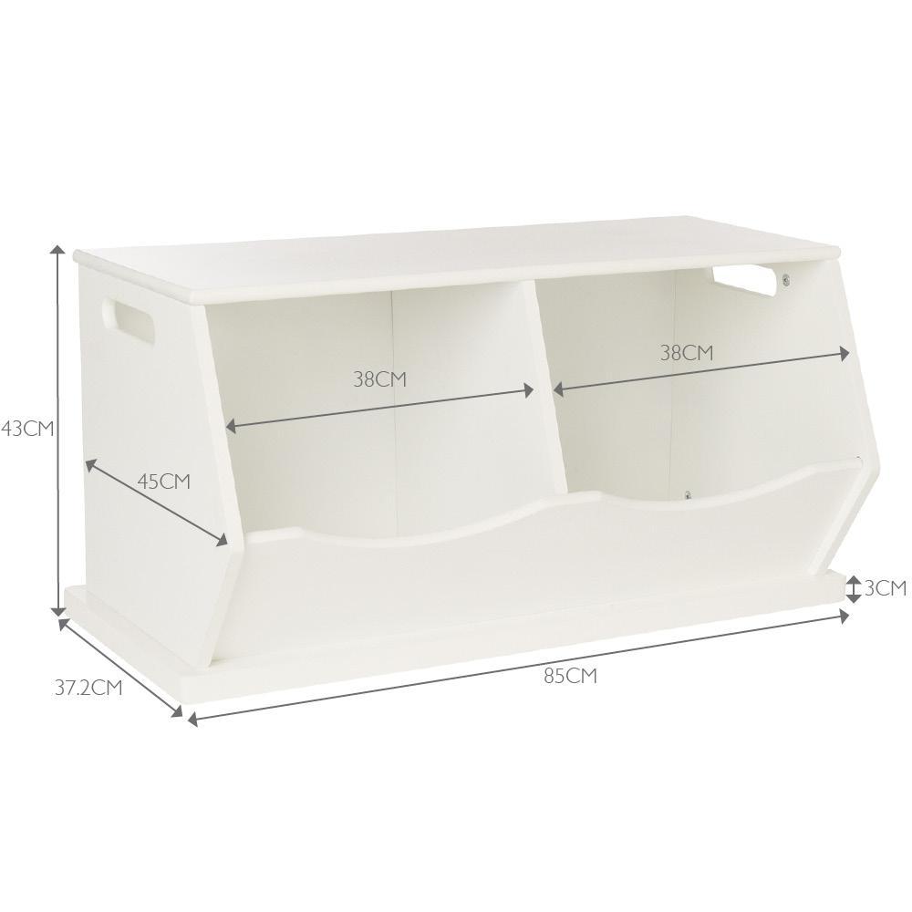 Double Stacking Wooden Toy Storage Trunk, Bright White