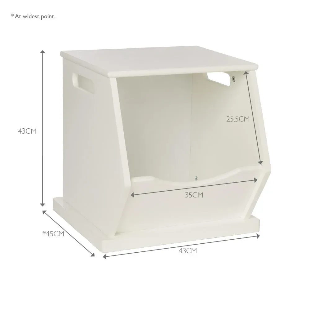 Single Stacking Wooden Toy Storage Trunk, Bright White