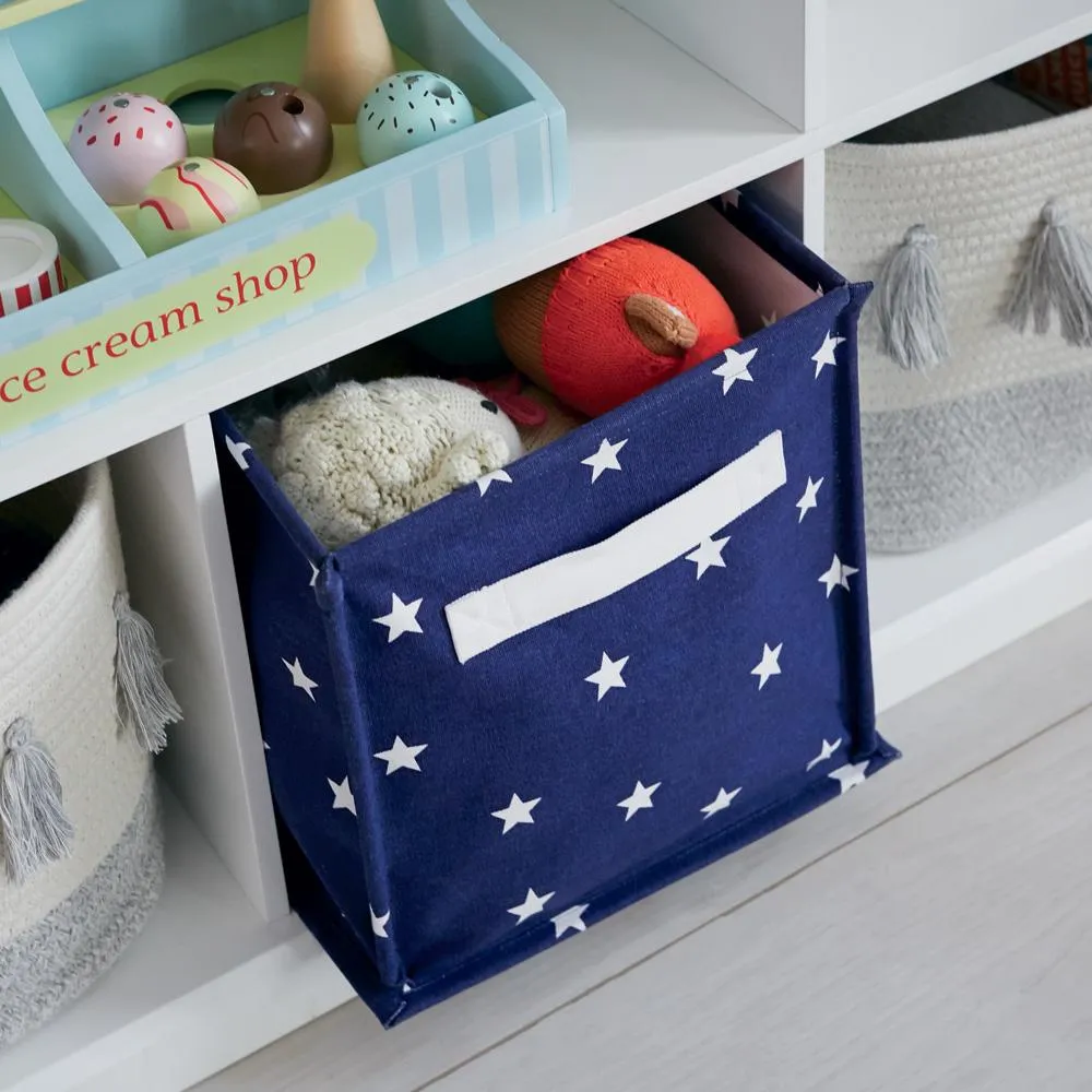 Blue canvas storage boxes discount