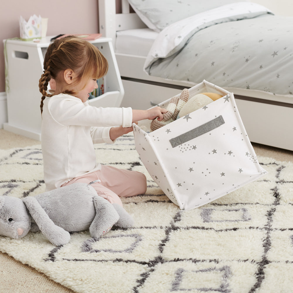 Canvas Storage Cube White Scattered Stars Great Little Trading Company