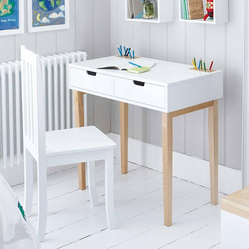 Fleming Study Desk with Drawers & Storage, White