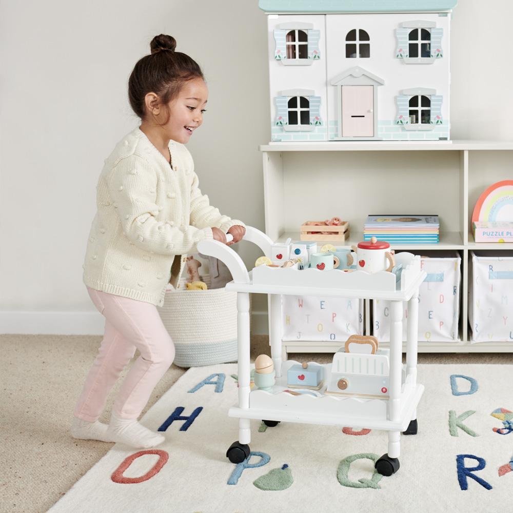 Childrens wooden tea cart online