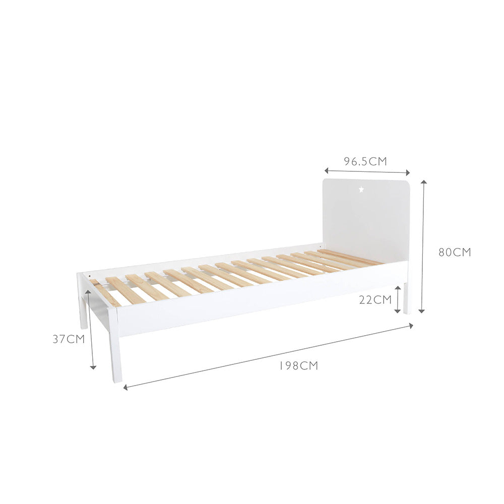 Star Bright Single Bed, Bright White