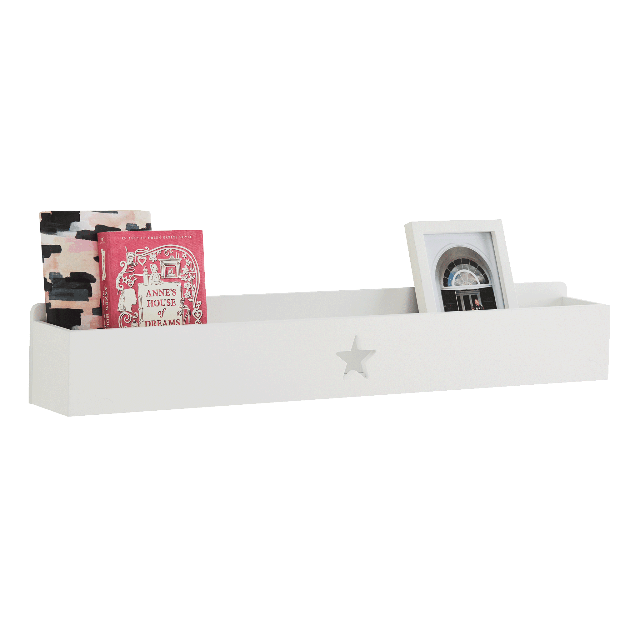 Star Book Ledge Wall Shelf, White