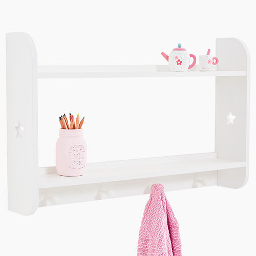 gltc white star wallshelves with hooks