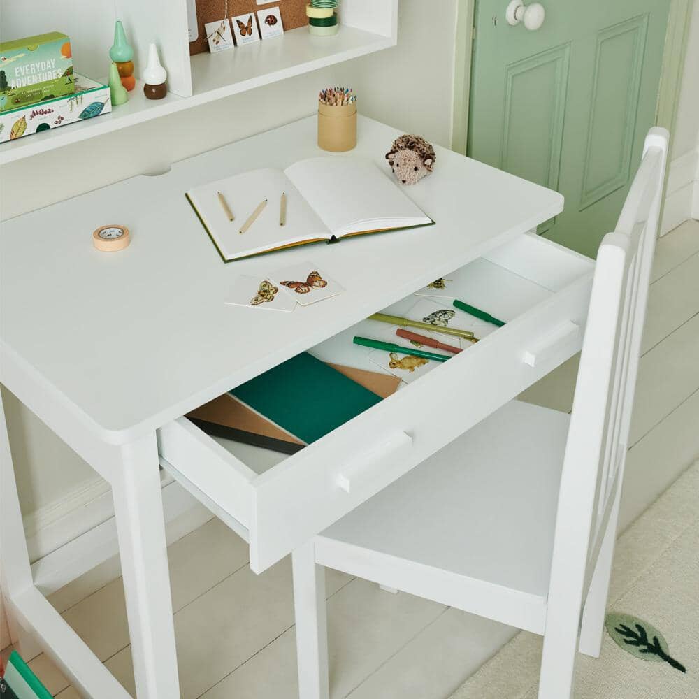 Apollo Desk with Drawers, White