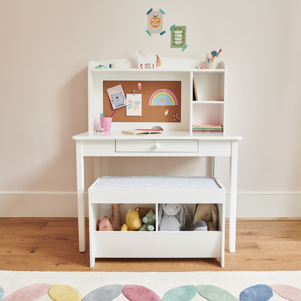 Childrens white desk and chair set best sale