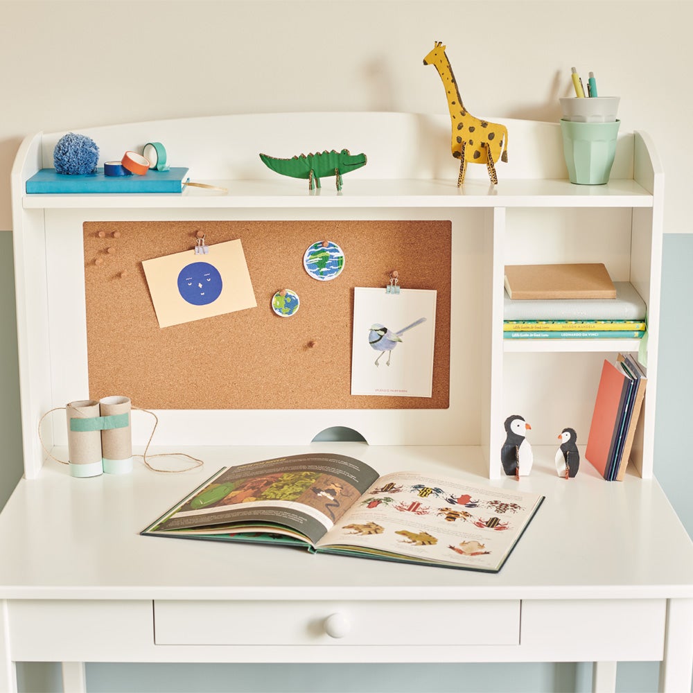 Tall Whittington Study Desk with Storage White