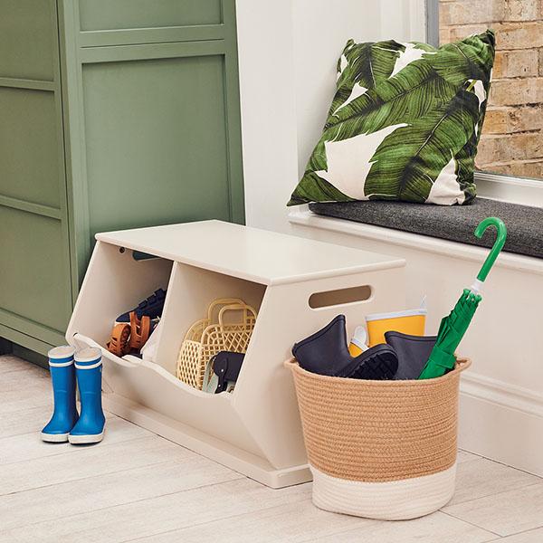 Double Stacking Wooden Toy Storage Trunk Oatmeal