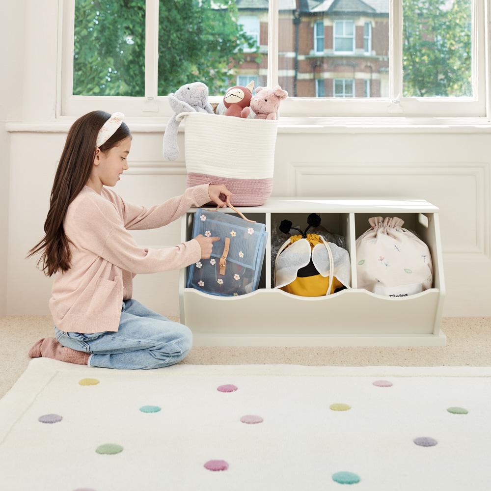 Triple Stacking Wooden Toy Storage Trunk, Oatmeal