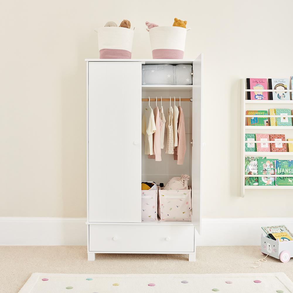 Childrens white wardrobe and chest of drawers best sale