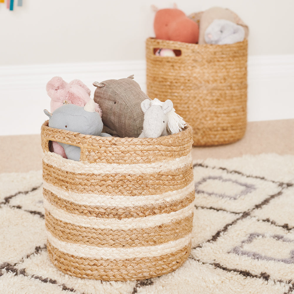 Jute Storage Basket, Ivory & Natural