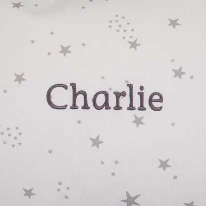 Personalised Washable Bean Bag, Grey Scattered Stars