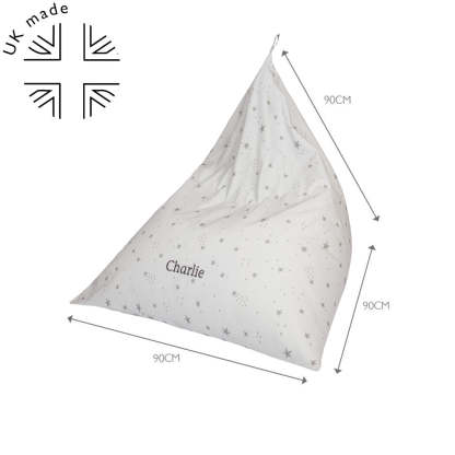 Personalised Washable Bean Bag, Grey Scattered Stars