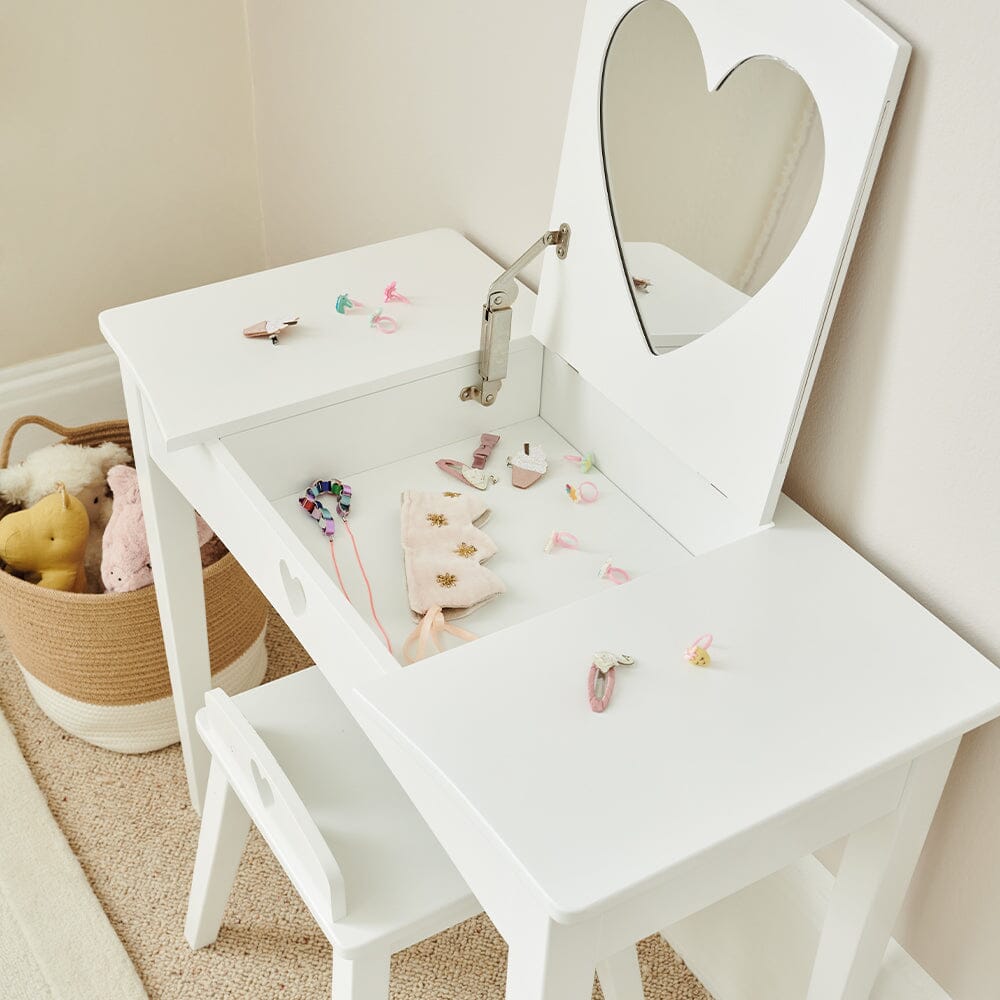 White Sweetheart Kid s Dressing Table Stool Great Little Trading Company