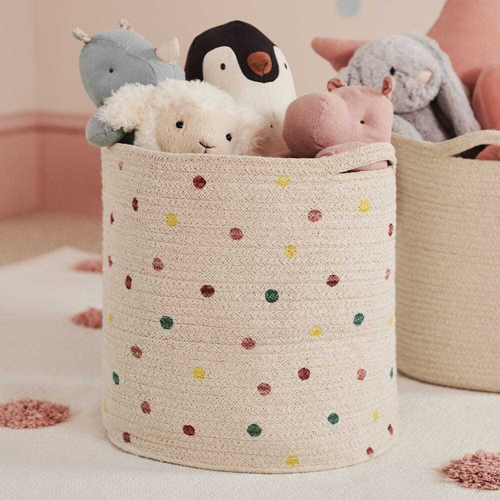 Woven Storage Basket, Pastel Spot