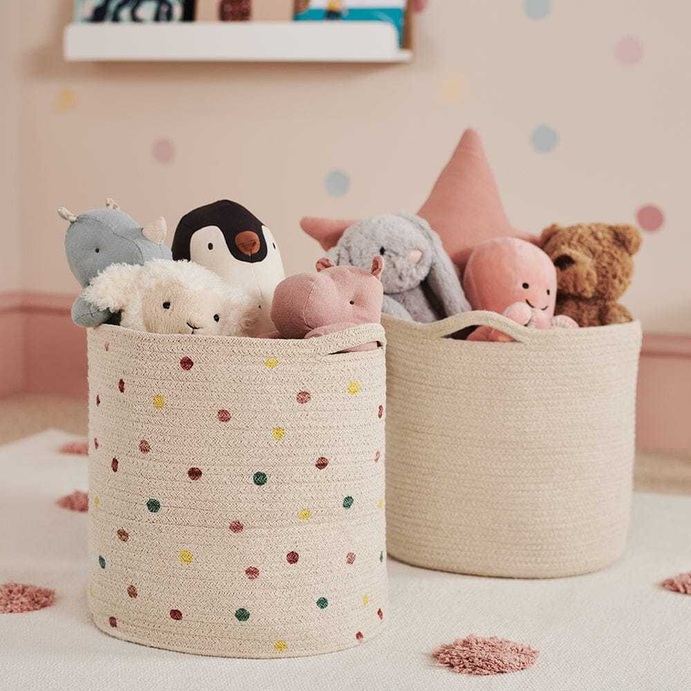 Woven Storage Basket, Pastel Spot