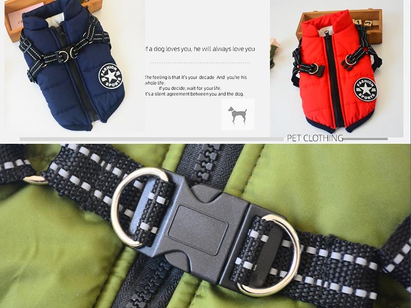 Dog Winter Waterproof Jacket With Harness