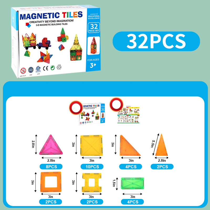 Educational Magnet Building Tiles(32 PCS)