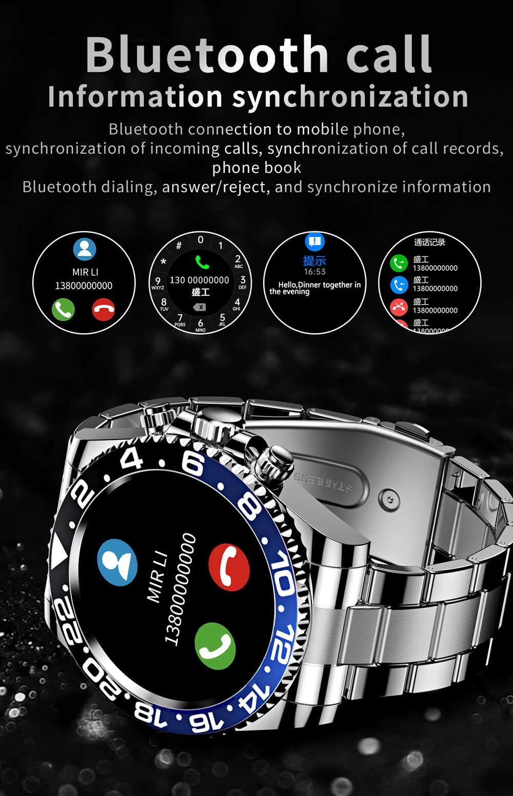 Multifunctional Bluetooth Talk Men's Casual Smart Watch