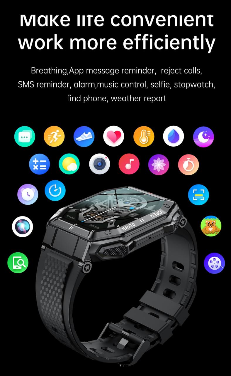 NEKTOM Waterproof Heart Rate Sport Swimming Smart Watch KE1