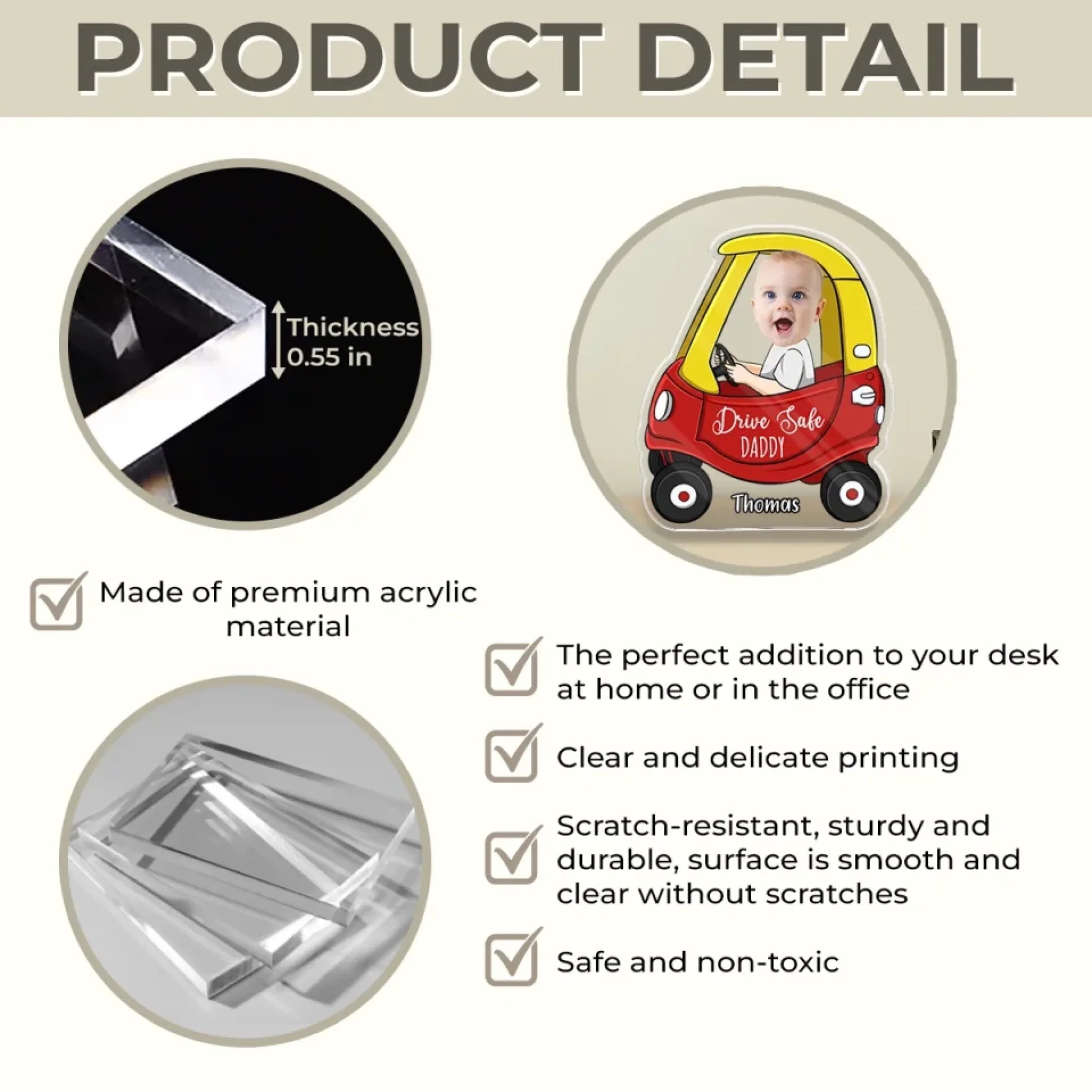 Custom Photo Drive Safe, Daddy - Family Personalized Custom Acrylic Plaque Custom Shape - Father's Day, Gift For Dad, Grandpa