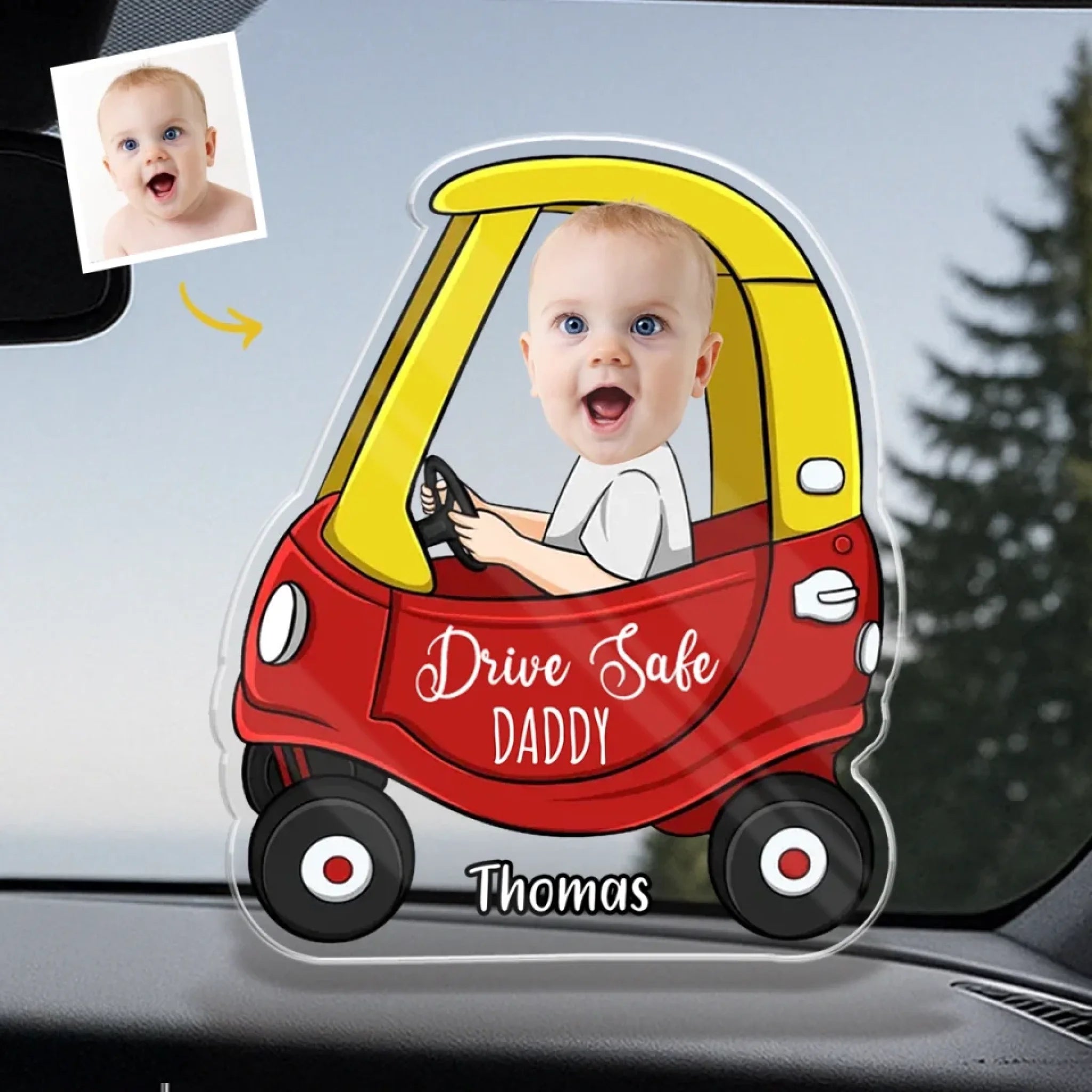 Custom Photo Drive Safe, Daddy - Family Personalized Custom Acrylic Plaque Custom Shape - Father's Day, Gift For Dad, Grandpa