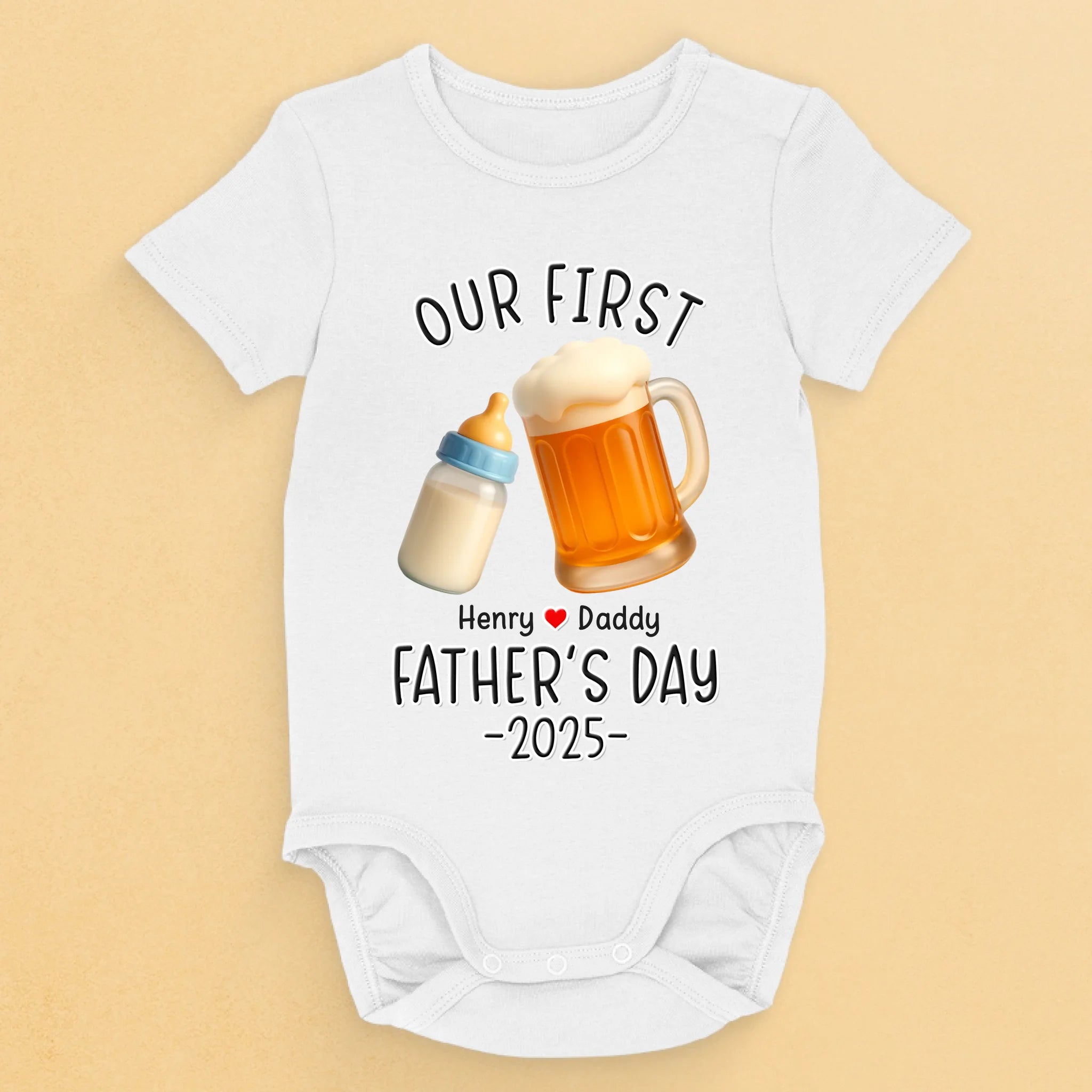 Milk For Me, Beer For You - Family Personalized Custom Baby Onesie - Father's Day, Baby Shower Gift, Gift For First Dad, Baby Kids, Newborn Baby