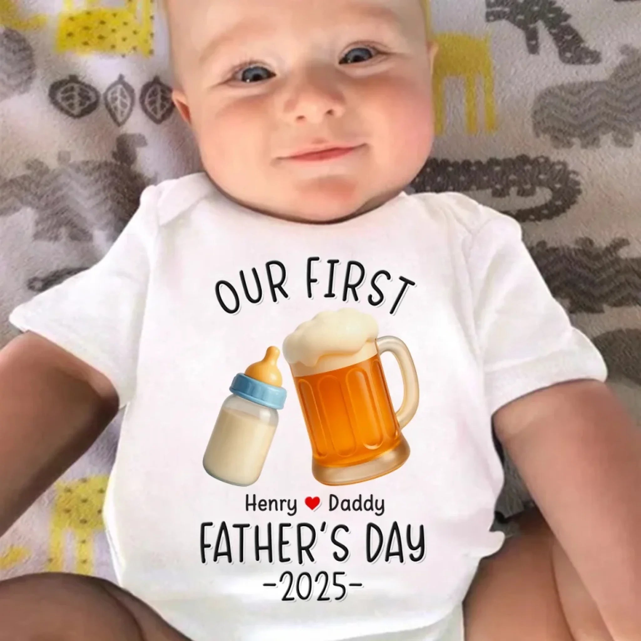 Milk For Me, Beer For You - Family Personalized Custom Baby Onesie - Father's Day, Baby Shower Gift, Gift For First Dad, Baby Kids, Newborn Baby