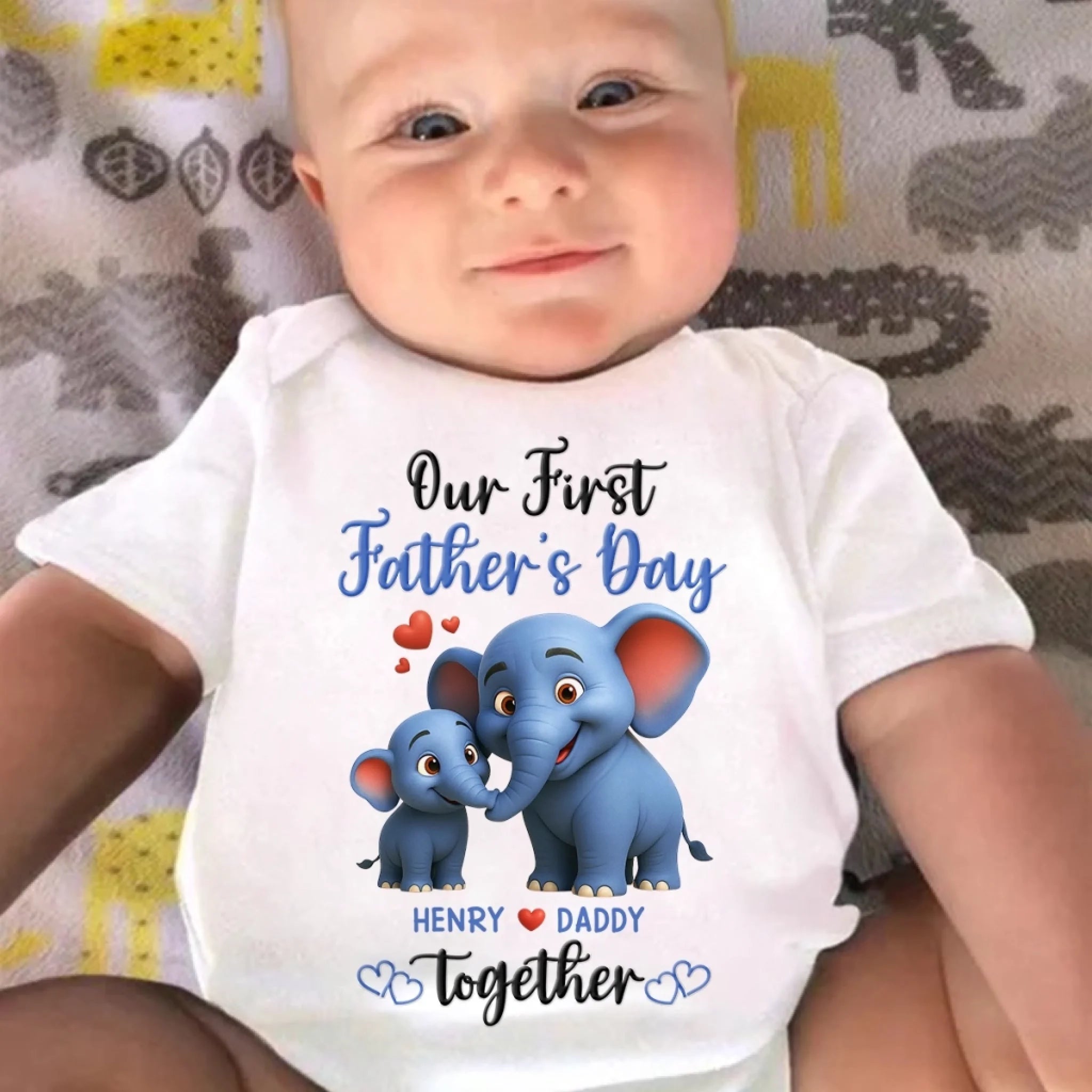 Forever Your Little Elephant - Family Personalized Custom Baby Onesie - Father's Day, Baby Shower Gift, Gift For First Dad, Baby Kids, Newborn