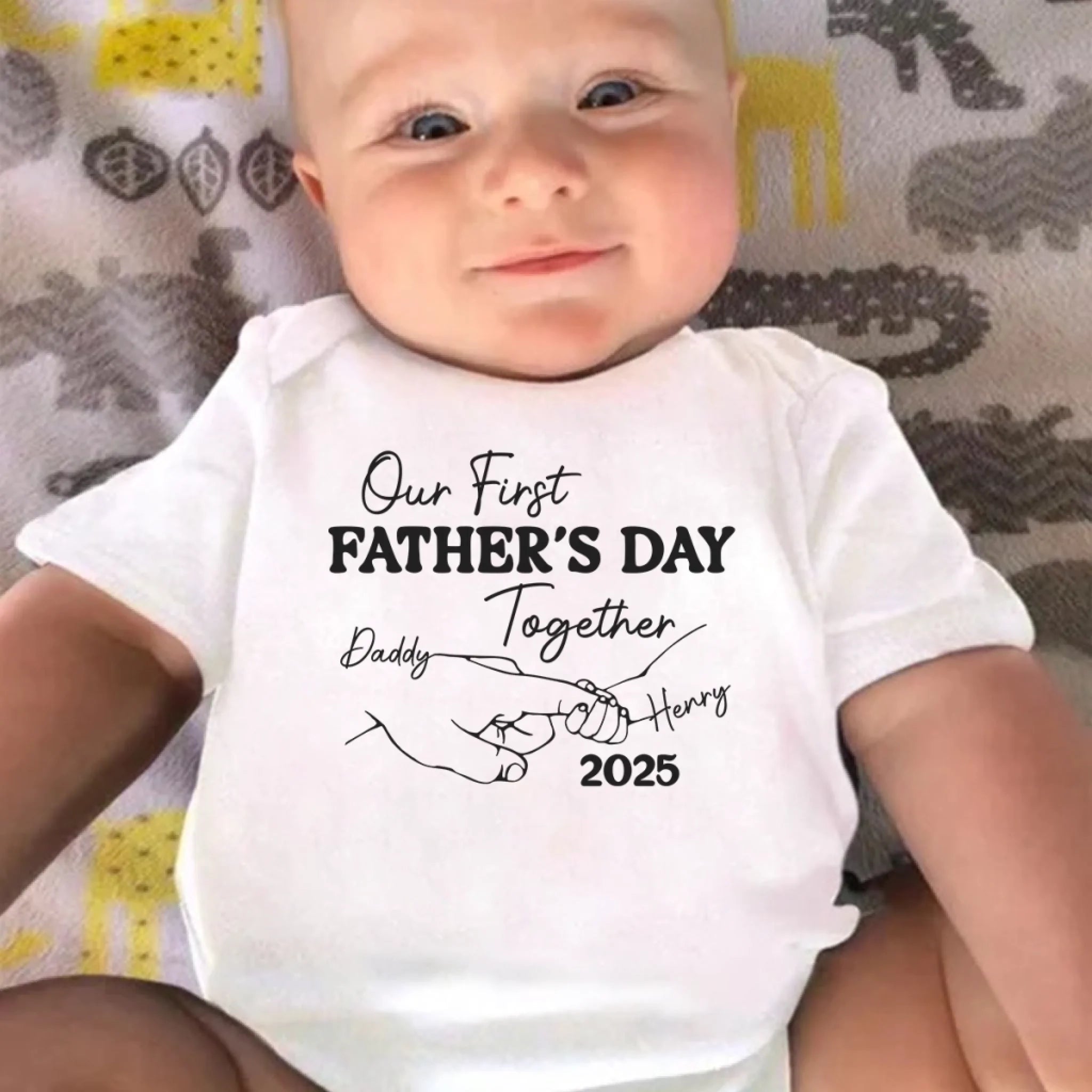 Our First Steps Together - Family Personalized Custom Baby Onesie - Father's Day, Baby Shower Gift, Gift For First Dad, Baby Kids, Newborn