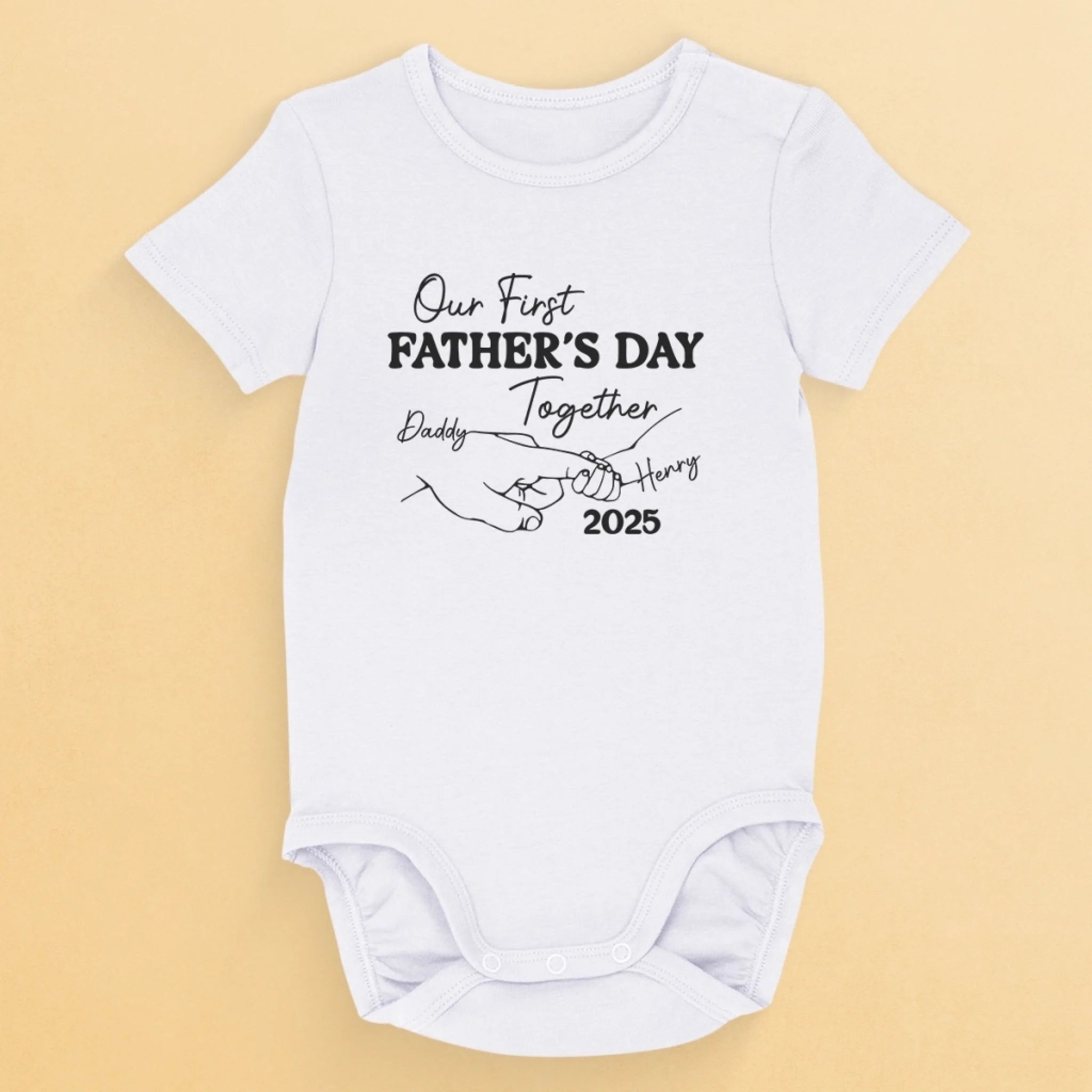 Our First Steps Together - Family Personalized Custom Baby Onesie - Father's Day, Baby Shower Gift, Gift For First Dad, Baby Kids, Newborn