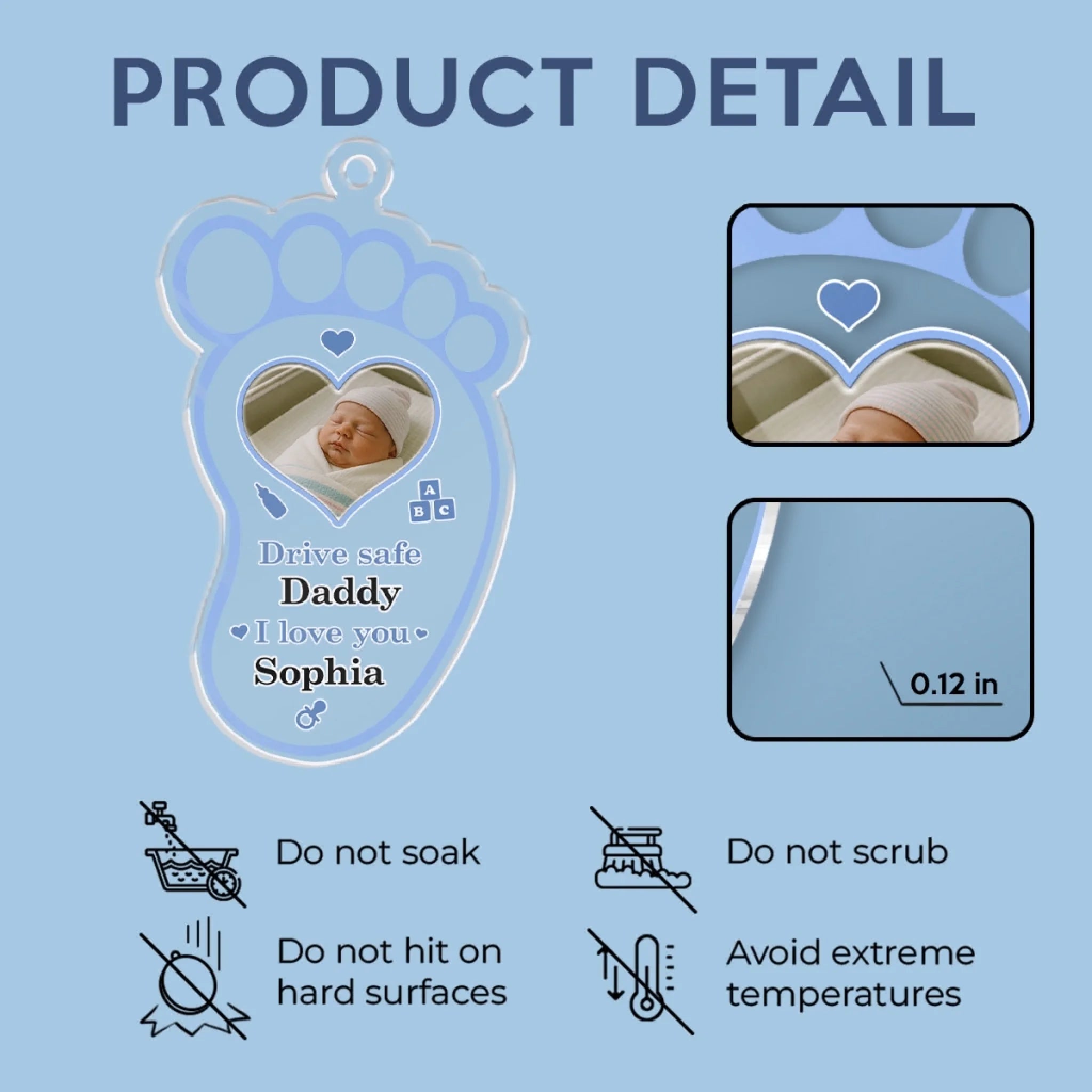 Custom Photo Drive Safe For Your Baby - Family Personalized Custom Car Ornament - Acrylic Custom Shaped - Father's Day, Gift For Dad